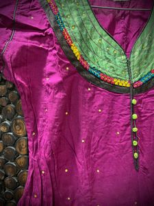 Purple Anarkali Dress with Beadstone Embroidery