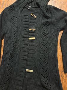 Stylish Black Knit Cardigan (buttons missing)