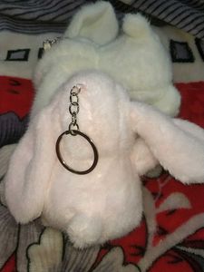 🐇Pink and white Bunny Plush Keychains🐰🥕