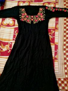 Black A-line Kurta For Festival Or Any Family Occa