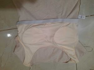 Casual Beige Crop Top with attached bra