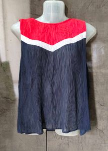 ZARA Basic Colorblock Sleeveless Pleated Top
