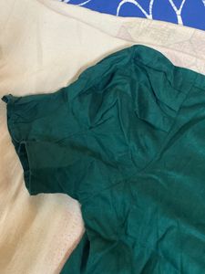 Green Shirt Collard Chest Open Half Slv Dress