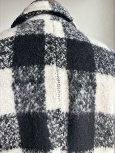 Checkered Wool Blend Coat
