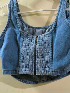 Two-Tone Denim Corset Top