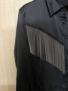 Glamorous Black Fringe Detail Button-Up Shirt