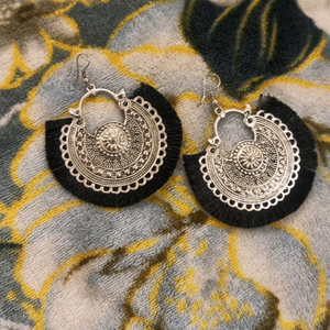 Silver and black earrings