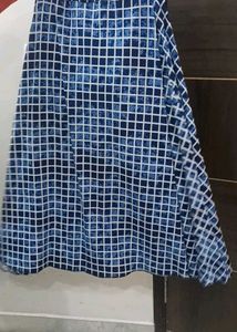 Blue long maxi Checkered skirt