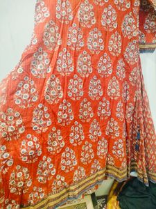 Fabindia Red Floral Print Kurta