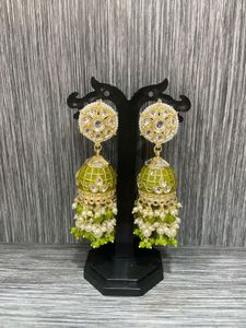 Green Jhumka Earrings