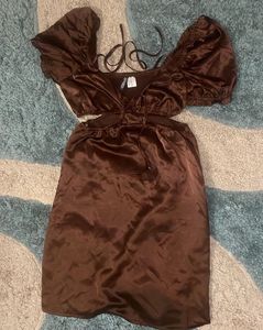 H&amp;M Brown Cutout Mini Dress