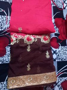 Full Embroidery Double Shaded Heavy Saree