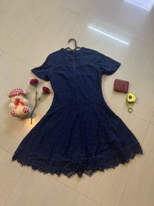 HEY!!! Blue Net Flared Dress
