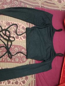 Stylish Black Off Shoulder Stape Top