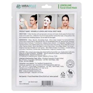 Mirabelle Lemon Lime facial Sheet Mask