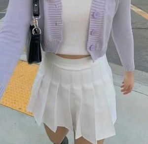 White Pleated Mini Skirt