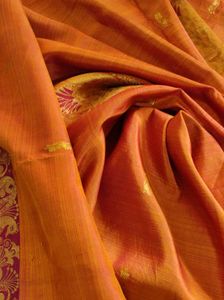 Traditional yellow and maroon Silk Saree