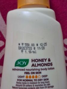 Joy Honey and Almonds Lightweight Body Lotion