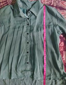 Casual Shirt with Pleats And Flared Sleeves