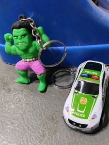 Hulk & Police Car Keychains