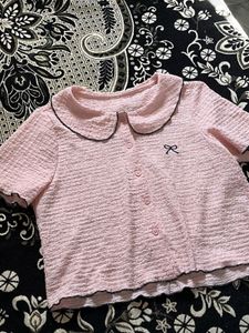 Cute Pink Peter Pan Collar Top