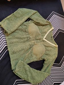 Green Lace Crop Top