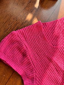 Pink Knit Button-Up Top