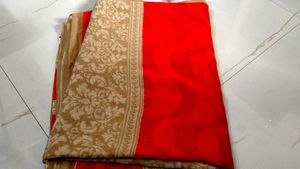 Red and Gold Floral Saree