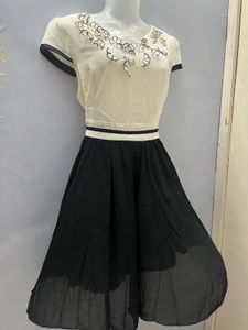 Korean Black Designer Flared One Piece