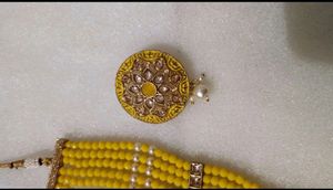 Mustard Colour Necklace With Earings