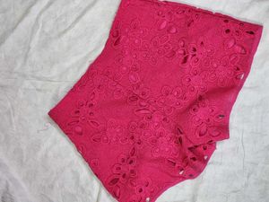 Embroidered Zip Up Shorts