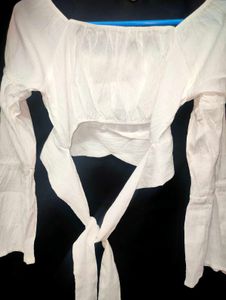 White Long Sleeve Crop Top