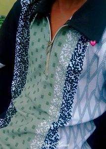 Patterned Zip-Up Polo Shirt