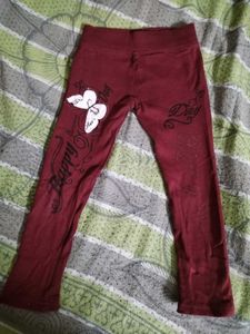 Maroon Printed Leggings