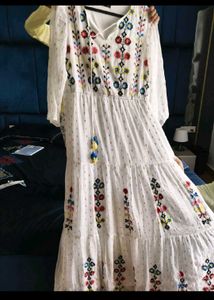Boho Embroidered white Maxi Dress