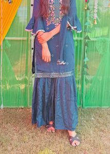 Teal Embroidered Kurta Set