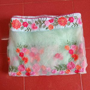 Floral Embroidered Net Saree