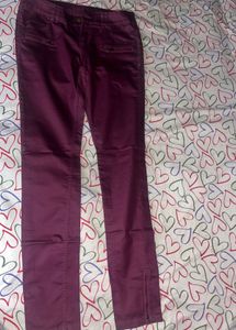 Plum Skinny Pants with Ankle Zippers