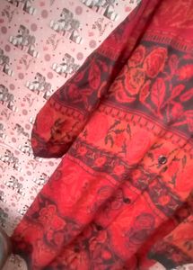Red woolen long coat