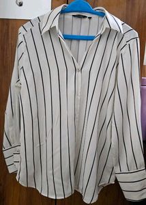 Striped Button-Down  Satin Shirt