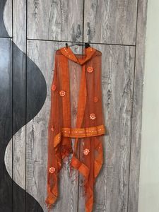 Orange Embroidered Dupatta