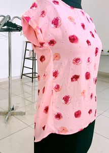 Pink Floral Print Top