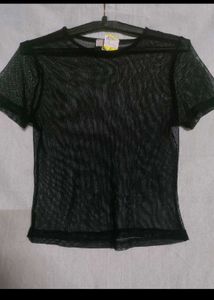 Black Mesh Top With Tag