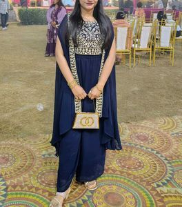 💙🔥 blue shrug with plazzo dress party wear