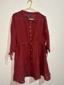 Elegant Burgundy Button-Down Dress