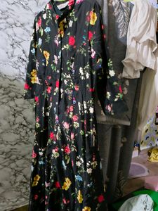 Biba Black & Red Floral Print Maxi Dress