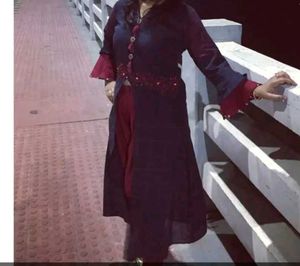 Stylish Blue and Red Pant Suit