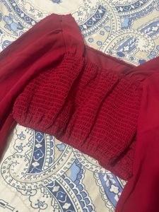 Red Crochet Crop Top