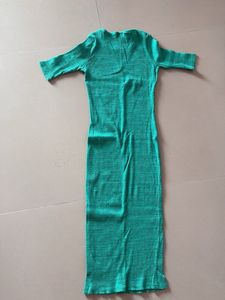 Green Ribbed Knit Bodycon Dress