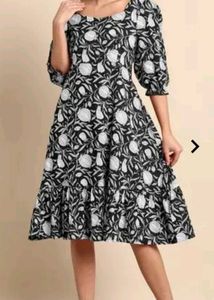 3xl Floral Print Black Dress